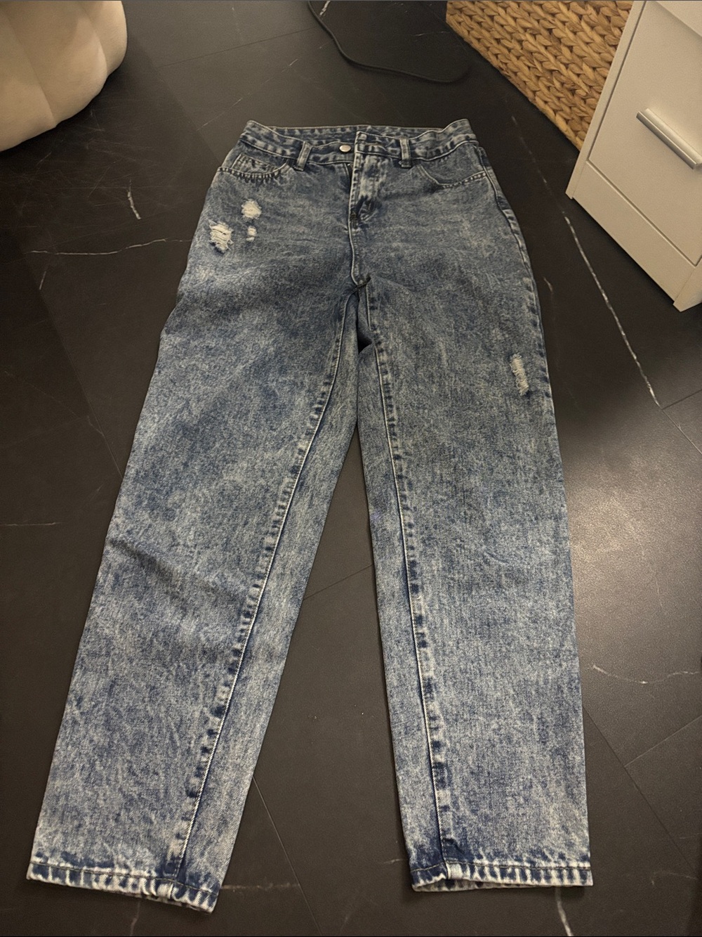 Women’s High-Waist Acid Wash Blue Jeans
